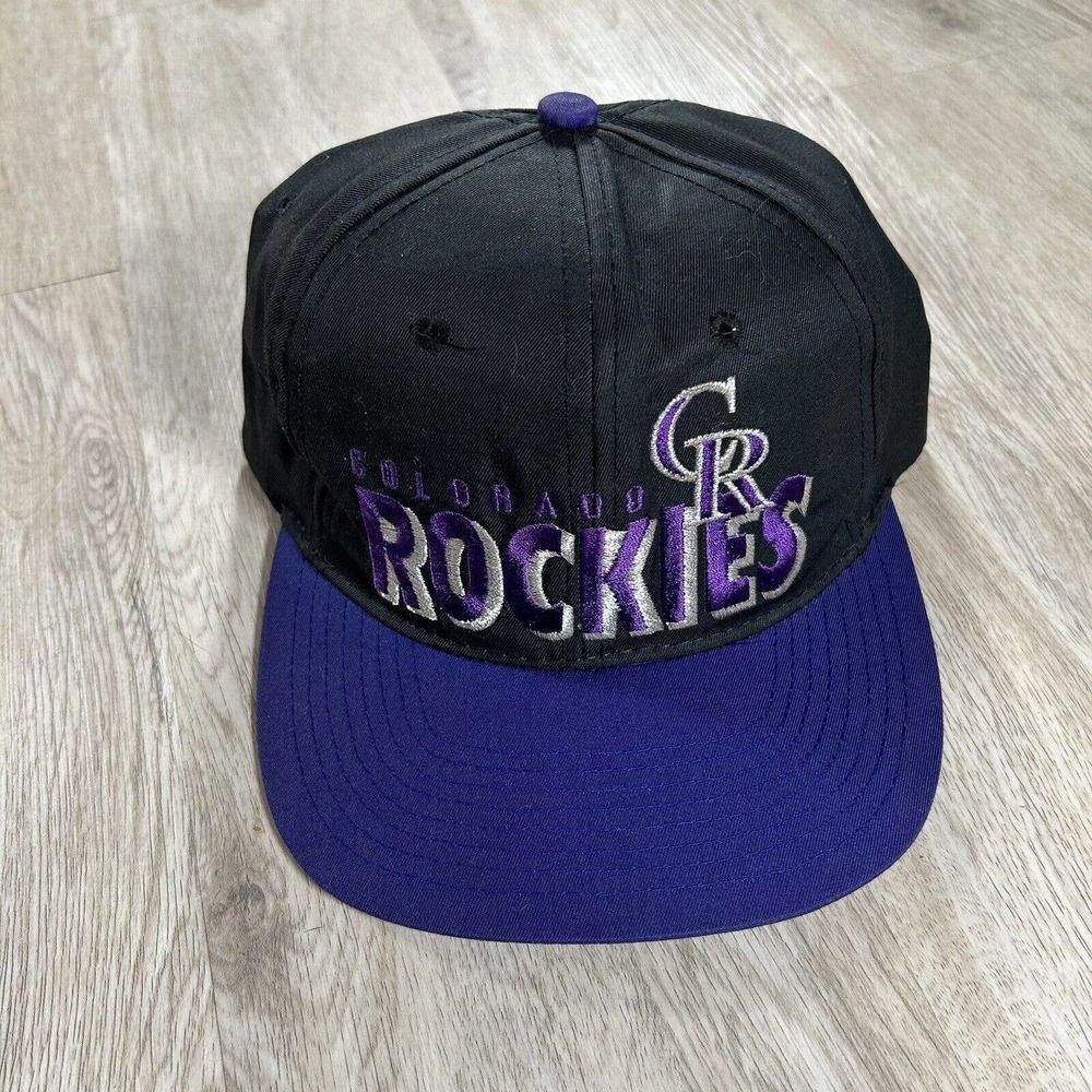 Vintage Colorado Rockies Hat Snapback MLB Baseball Drew Pearson Black Purple Cap